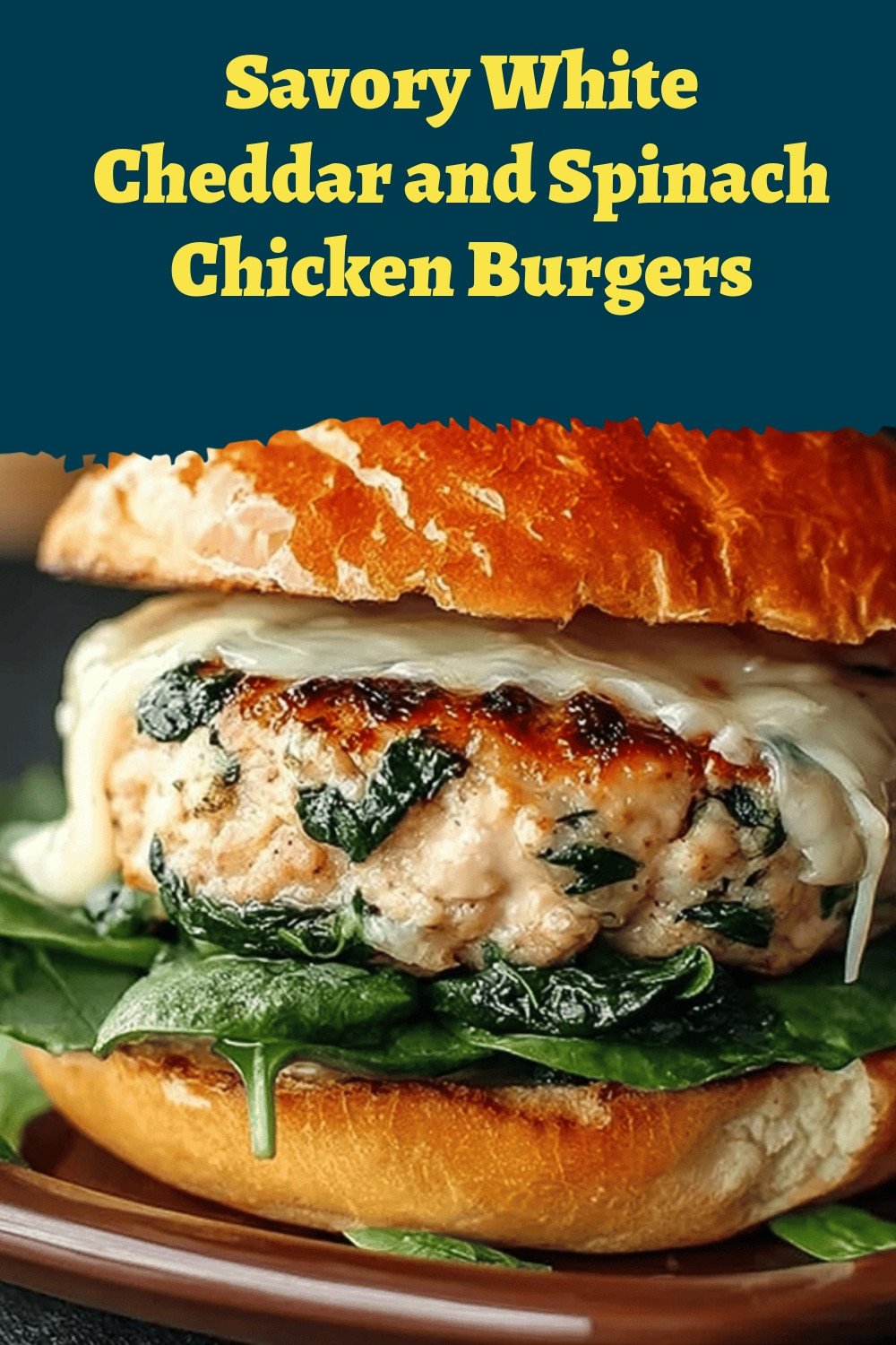 Savory White Cheddar and Spinach Chicken Burgers